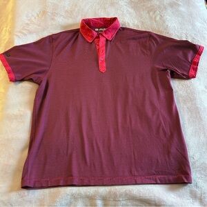 G-MAC by Kartel pink and navy striped short sleeve golf polo shirt size XL